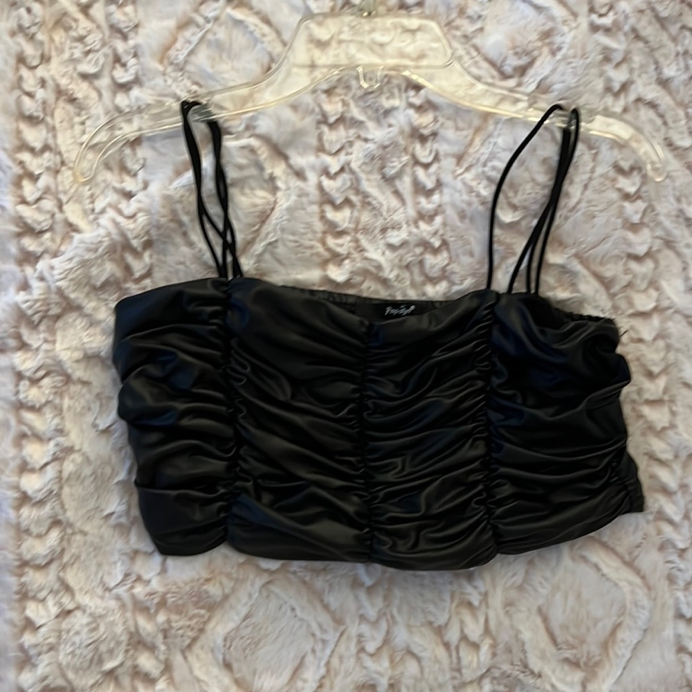 Faux leather crop top
